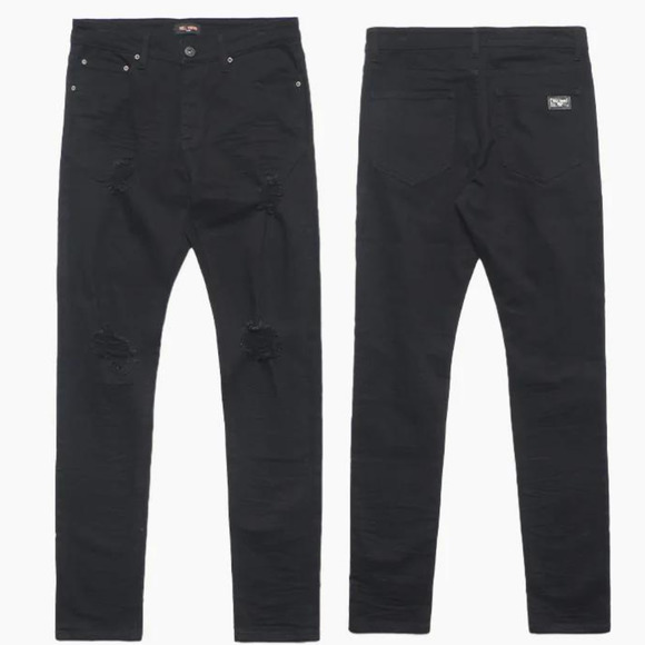 Well Known Studios The Dean Street Jean Jet Black Distressed Sz 36 New With Tags - Picture 2 of 3